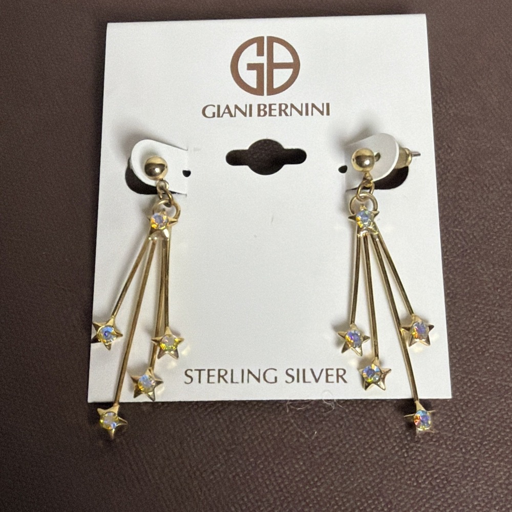 NWT Giani Bernini Sterling Silver Shooting Stars Celestial Gold Overlay Earrings - Picture 6 of 6